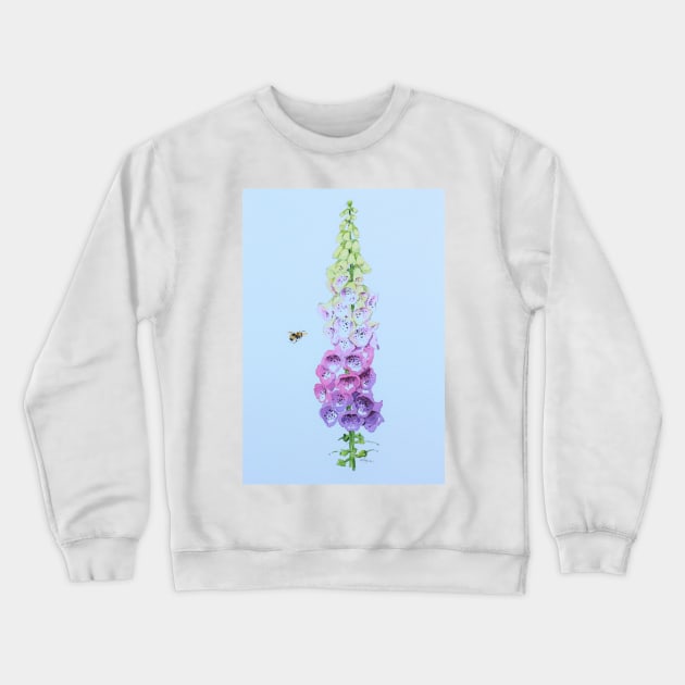 Foxglove and Bee (blue tint) Crewneck Sweatshirt by arlyon